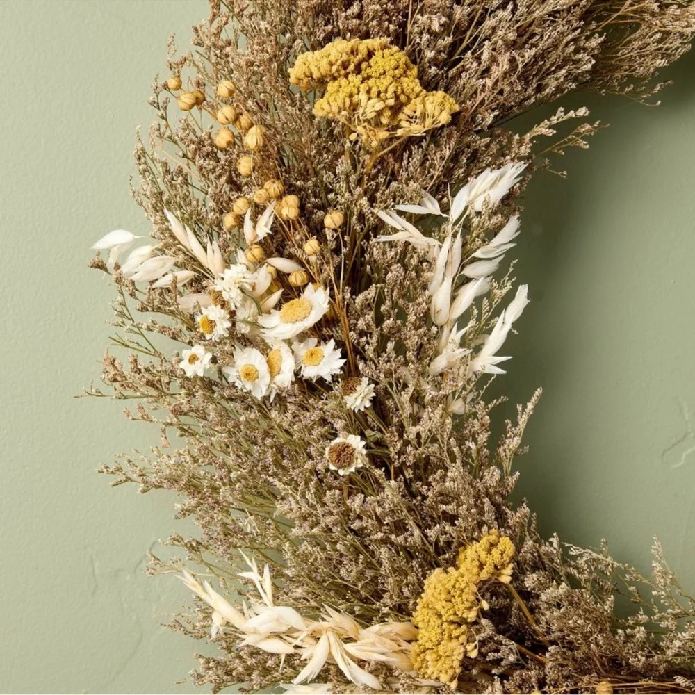 Hearth & Hand Rustic Wreath with Yellow and Cream Accents